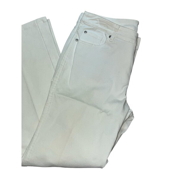 Nicole Miller Ivory White Cotton Blend Straight Leg Jeans Size 10 Womens - Picture 10 of 10